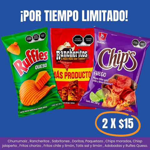 2 Sabritas a elegir X $15